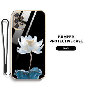 VRQR Phone Case for Samsung Galaxy A52S 5G A32 A52 A72 A82 4G 5G A23 A33 A53 A73 4G 5G Painted Oil Painting Style Flowers Flat Electroplated Soft Shell With free lanyard