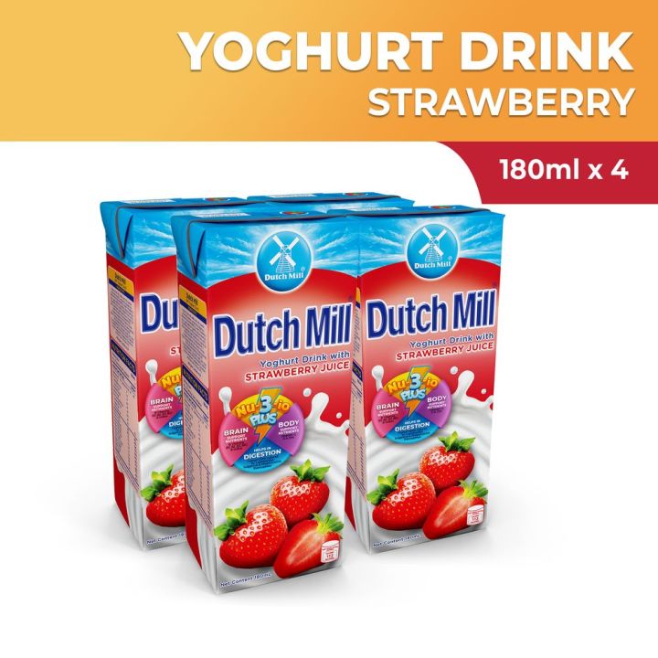 Dutch Mill Yoghurt Drink Strawberry Juice 180ml x 4 Lazada PH