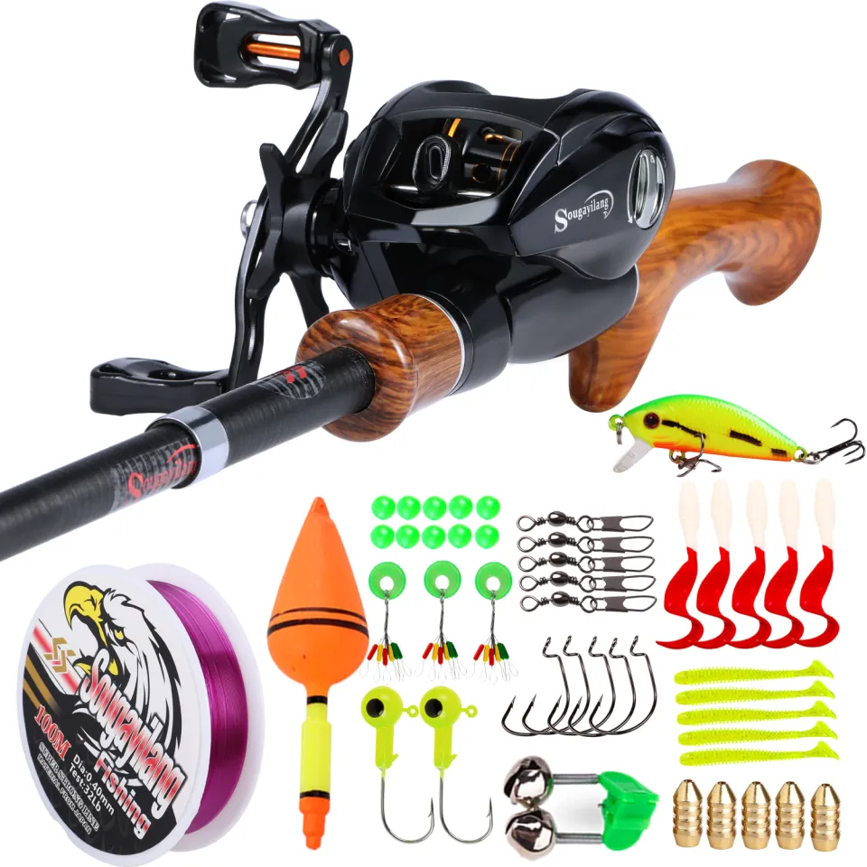 Sougayilang Fishing Complete Set Spinning Set Casting Set Telescopic 1.6m Fishing  Rod and 12+1BB or 13+1BB Fishing Reel with Fishing Accessories Fishing  Tackles