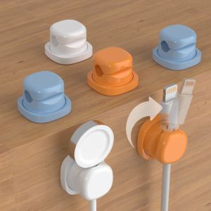 SUNNY BAR 6pcs Adjustable Cable Organizer Adhesive Rotatable Cord Cable Organizer Wire Tidy Organizer Anti-Slip Under Desk Wire Holder Cable Management