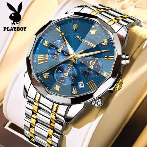 PLAYBOY watch for men 100% original waterproof chronograph luminous moon phase fashion diamond dial with gift box