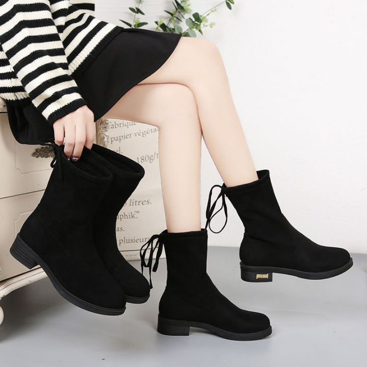 Women's Padded Flat Mid Calf Martin Boots Lazada PH