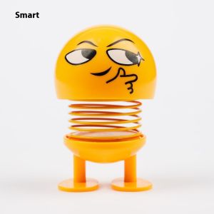 Hốc hồng dễ thương biểu tượng cảm xúc mùa xuân Bobble Head trang trí xe hơi đồ chơi với khuôn mặt biểu cảm và thiết kế bouncy