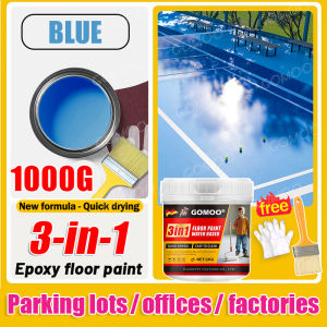 【1000g With Brush】Germany 3 in 1 Epoxy Floor Paint Cement Floor Paint Wear-Resistant Waterproof No sanding/No dusting/No peeling Suitable For Warehouse Workshop Outdoor Indoor Garage Office Gym Factory Playground Shopping Mall