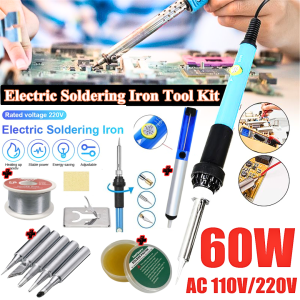 COD KIRIM CEPAT Taffware Solder Listrik 60 Watt Set Lengkap+Timah+Mata Solder+Penyedot Adjustable Temperature Fast Heating 60W with 5 Tips - CS-31
