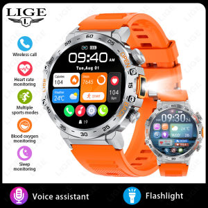 LIGE Panggilan Bluetooth Jam Tangan Pria Layar Sentuh Penuh Olahraga Arloji Kebugaran Anti Air Watch