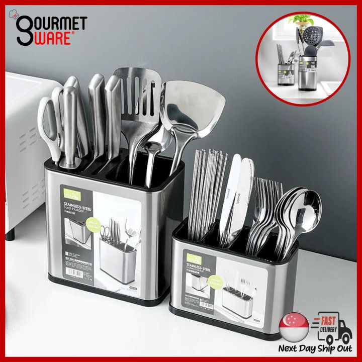 Stainless Steel Kitchen Utensils Knives and Cutlery Holder | Knife Rack ...