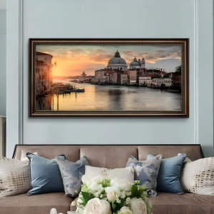Retro decorative painting for the dining room  a full-width horizontal American-style wall art for the living room