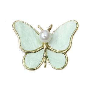 Butterfly Brooch Pearls Shell Accent Secure Lock Closure Portable Designs for Elegant Occasions