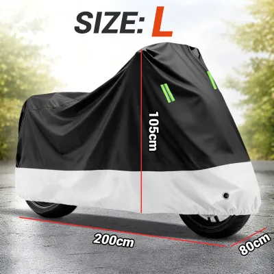 Jumbo Motorcycle Cover Waterproof UV Outdoor Protection All Season Universal Weather Night Reflective with Lock-Holes