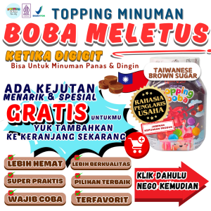 Boba Meletus Dimulut Topping Minuman Instan - Popping Boba Pecah Dimulut Rasa Brown Sugar 500 Gram | Cocok Untuk Semua Minuman | Popping Boba Nata Jelly