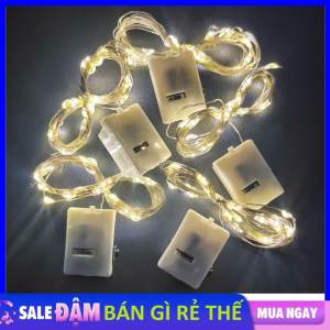 Dây Đèn LED Chớp - Đèn Trang Trí Noel Tết Tiệc - Đèn Đom Đóm Nhấp Nháy Dùng Pin 3 Chế Độ Day Dài 1m  2m 3m Siêu Bền