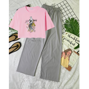 Setelan Celana Kulot Remaja Perempuan Usia Tanggung Oversized Sleep Beauty