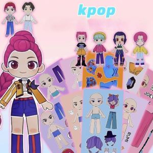 6/8/12Pcs K-Pop Demon Hunters Stickers DIY Dress Up Art Craft Kits Dress Up Sticker Birthday Gifts For Kids