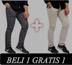 HEMAT 1 PAKET ISI 2 PCS Celana Chino Panjang Pria - Celana Cowok Masakini Slimfit Polos