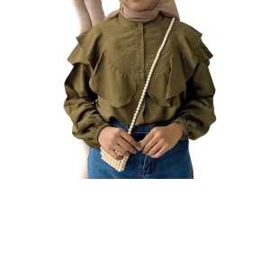 Blouse Polo Linen Rempel Depan Belakang