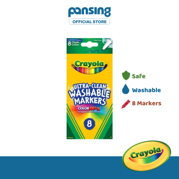 Crayola UltraClean Washable Classic Colour Fine Line Markers (8 Count