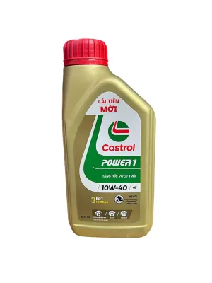 Nhớt Castrol Power 1 10W40 mẫu mới cao cấp dành cho xe số côn tây chính hãng [Mua 5 tặng 1 phểu]