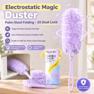 Foldable Replaceable Electrostatic Dust Duster Portable Silent Car Folding Feather Duster Extra Long Handy Duster Household Cleaning Artifact