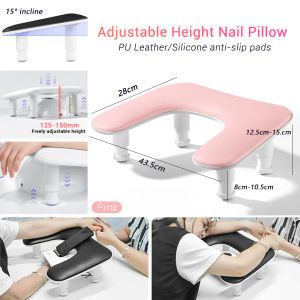 PU Leather Height Adjustable Nail Pillow Hand Pillow Nail Arm Rest For Nail Art Manicure