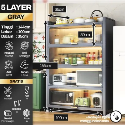 (Bisa COD) Lemari Dapur Besi Rak Piring Serbaguna Rak Dapur Lemari Dapur Minimalis Lemari Piring Estetik