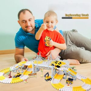 SAVVYSHELF 146/231 Pieces DIY Racing Track Set Plastic Yellow White Railway Toys Interesting DIY Flexible Race Track Kids