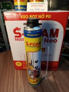 Keo bọt nở Keo trám bọt nở S-Foam chống thấm trám kín khe hở lỗ hổng 750ml dạng bọt tổng hợp có vòi kèm