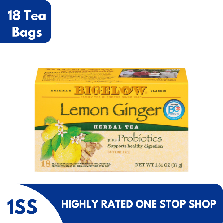 Bigelow Lemon Ginger Herbal Tea, 18 Tea Bags Lazada PH