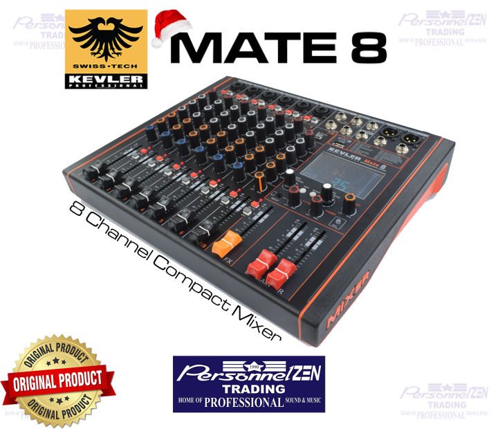 Kevler MATE 8 8-Channel Audio Sound Mixer with 99DSP Effect, USB and