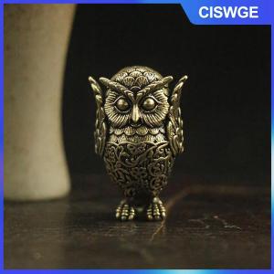 CISWGE 1pcs Retro Đồng động vật trà Pet Máy tính để bàn trang trí cổ Rắn Đồng Owl thu nhỏ bức tượng nhỏ trang trí nội thất thủ công