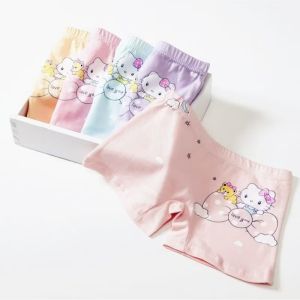 Kids Boxer Briefs Underwear Soft Cotton Breathable Cartoon Design Comfortable Girls and Boys Boxer Panties 4pcs