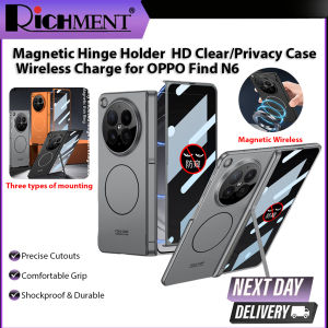 RICHMENT Magnetic Hinge Armor Holder HD Clear/Privacy Case for OPPO Find N6 Case With tempered glass screen protector