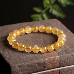 Hot Sale 10mm Golden Rutilated Quartz Bracelet Natural Golden Rutilated Quartz Titanium Crystal Bracelet Hair Crystal Manufacturer Wholesale Jewelry Dropshipping
