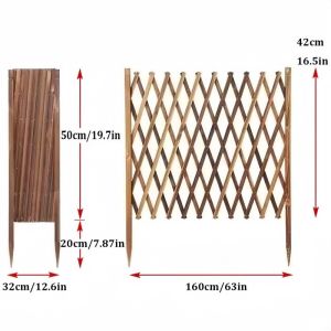 Expandable Wooden Garden Fence Retractable Lattice Trellis Screen Anti‑Rot Oil‑Coated Wood Fence for Backyard Yard