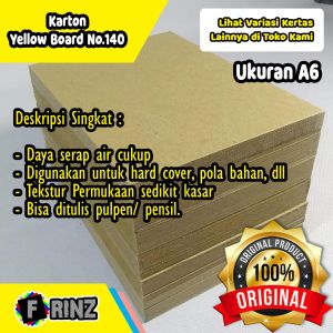 (ISI 10) Kertas Karton Kuning Bot No. 140 Uk. A6 / Carton Yellow Board / Hard Bord Cover Packing High Quality No 140