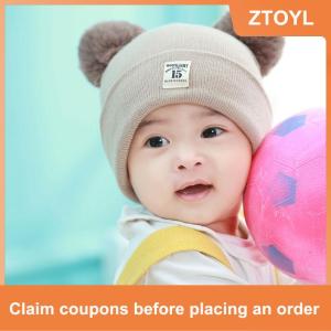 【ZTOYL】 Winter Children Warm Baby Knitted Hats With Pom Pom Kids Knit Beanie Hats Solid Color Infant Hat For Boys Girls