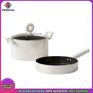 Nonstick 22cm Soup Pot with 2 Frying Pans for Easy Meal Preparation Compatible with Gas and Electric Stoves