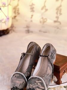 Sepatu Tradisional Hanfu Mid Heel Sepatu Bordir Katun Lembut Tema Hanfu R HFA9