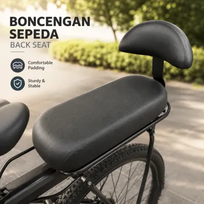 Boncengan Sepeda Belakang dengan Sandaran Material Kulit PU dan Busa Ukuran 15 x 32.5 cm