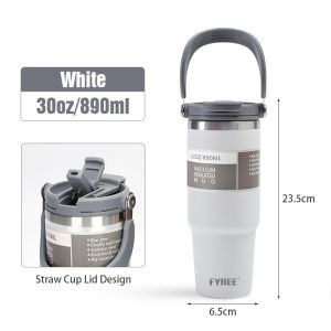 Tumbler With Handle Pemegang Coffee Mug Leak_Proof Travel Thermo Cup Insulated Tumbler Thermo Cafe Double Stainless Steel 510ML Vacuum Flask Car Thermos Mug with Screw on Lid