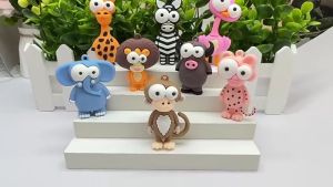 Funny Animal Keychain Cute Monkey Elephant Backpack Pendant Big Eye Animal Madagascar Doll Keychain