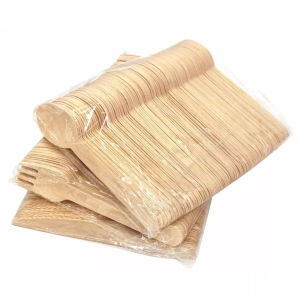 【Prompt delivery】WhaleTech BLIVO 100pcs/Pack Wooden Spoon Fork And Knife Eco Friendly & Disposable