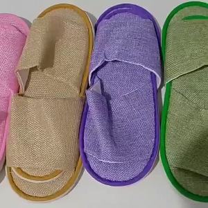 Summer Slippers For Home Use Special For Guests Linen Fabric For B&Bs Hotels Beauty Salons Clubs Non-Slip Colorful Slippers