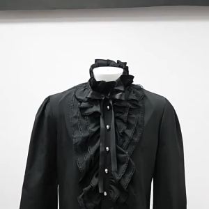 Medieval Ruffled Shirts for Men Renaissiance Steampunk Vintage Gothic Blouse Halloween Party Vampire Prince Poet Cosplay Costume