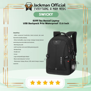 SWICKY 8599 Tas Ransel Laptop USB Backpack Pria Waterproof 15.6 Inch
