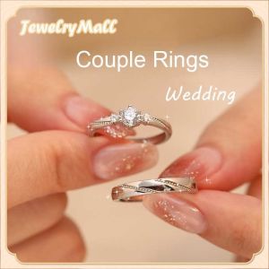 silver original italy 925 ring couple love 2pcs Men Women Couple Fashion Jewelry Wedding Engagement Rings Adjustable Size