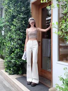 (CÓ BIGZIE) Quần Jean Nữ Ống Loe Màu Trắng Co Giãn 4 Chiều Tôn Dáng Đẹp Chuẩn