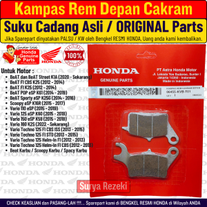 Kampas Rem Depan Cakram Beat Fi Esp Street Scoopy Spacy Karbu Vario 110 125 150 160 Original Honda
