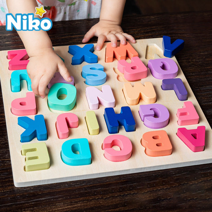 Niko ABC Alphabet Digital Puzzle Wooden Toys Kid Number Letter shape ...