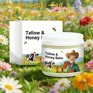 new Organic Grass-Fed Beef Tallow Balm with Raw Honey - Moisturizing Cream for Soft Smooth Skin - Handmade All-Natural Moisturizer hot